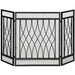 HOMCOM Fireplace Screen Metal Black