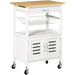 HOMCOM Kitchen Cart Bamboo, MDF (Medium-Density Fibreboard), Steel White 370 x 580 x 830 mm