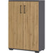 GERMANIA Melamine resin coated chipboard Filing Cabinet Oak Grandson-oak repro, Graphite 800 x 400 x 1,230 mm