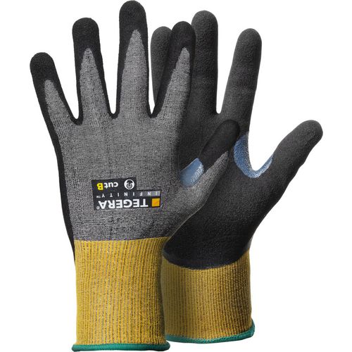 TEGERA Infinity Handling Gloves Nitrile Foam Size 11 Grey, Yellow 6 Pairs