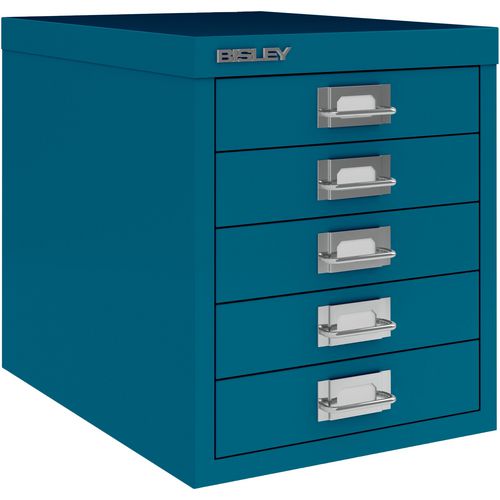 Bisley MultiDrawer Steel Desktop Drawers 5 Drawers No 279 x 380 x 325 mm Azure