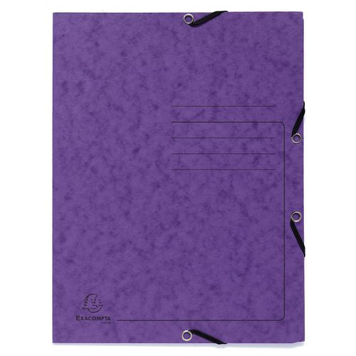 Exacompta 3 Flap Folder 55408E Purple Mottled Pressboard Pack of 25