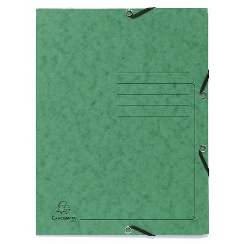 Exacompta 3 Flap Folder 55403E Green Mottled Pressboard Pack of 25