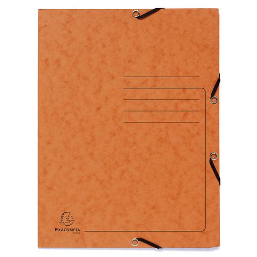 Exacompta 3 Flap Folder 55404E Orange Mottled Pressboard Pack of 25