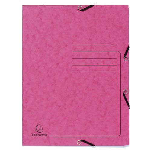 Exacompta 3 Flap Folder 55407E Pink Mottled Pressboard Pack of 25