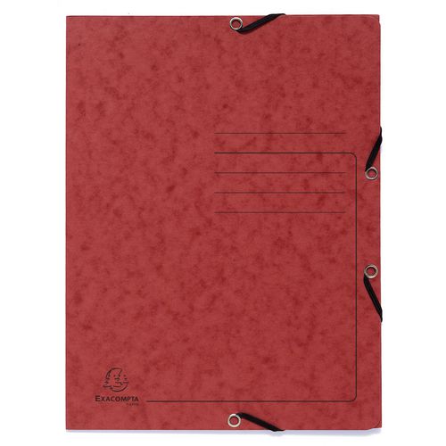 Exacompta 3 Flap Folder 55405E Red Mottled Pressboard Pack of 25