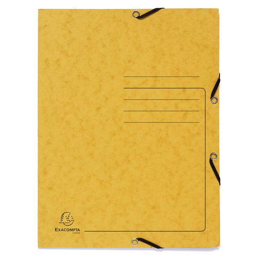 Exacompta 3 Flap Folder 55409E Yellow Mottled Pressboard Pack of 25