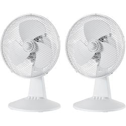 igenix Desk Fan FANPK04 Non Height Adjustable Main 30 W Plastic White 3 26 x 34.5 x 47 cm Pack of 2