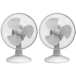 igenix Desk Fan FANPK06 Non Height Adjustable Main 25 W Plastic White 2 21.5 x 27.5 x 38 cm Pack of 2