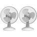 igenix Desk Fan FANPK06 Non Height Adjustable Main 25 W Plastic White 2 21.5 x 27.5 x 38 cm Pack of 2