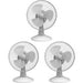 igenix Desk Fan FANPK07 Non Height Adjustable Main 25 W Plastic White 2 21.5 x 27.5 x 38 cm Pack of 3