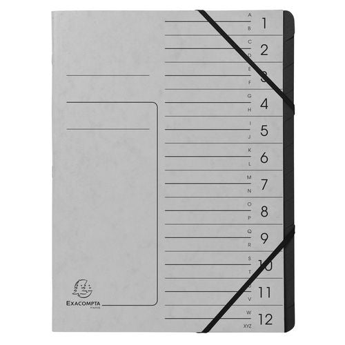 Exacompta Multipart File 541211E Mottled Pressboard Grey 24.5 (W) x 1 (D) x 32 (H) cm Pack of 10