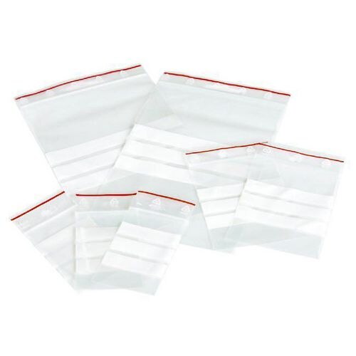 Grip Seal Bags Writeable Stripes Transparent 12 x 18 cm Pack of 100