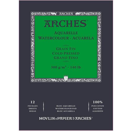 ARCHES Watercolour Pad White 300 gsm 12 Sheets