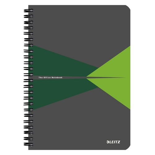 LEITZ Office Wirebound Notebook A5 Ruled PP (Polypropylene) Green Perforated Pack of 5