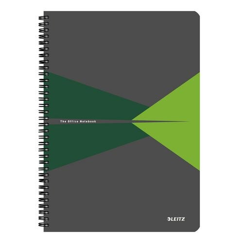 LEITZ Office Wirebound Notebook A4 Ruled PP (Polypropylene) Green Perforated Pack of 5