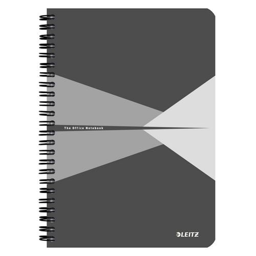 LEITZ Office Wirebound Notebook A5 Ruled Cardboard Grey Perforated Pack of 5