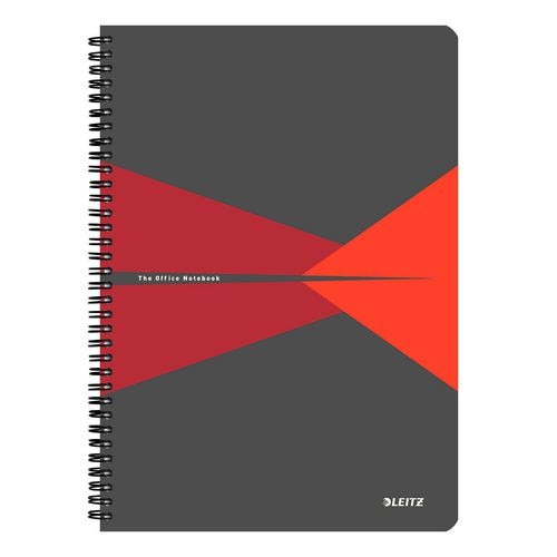 LEITZ Office Wirebound Notebook A4 Ruled Cardboard Red Perforated Pack of 5