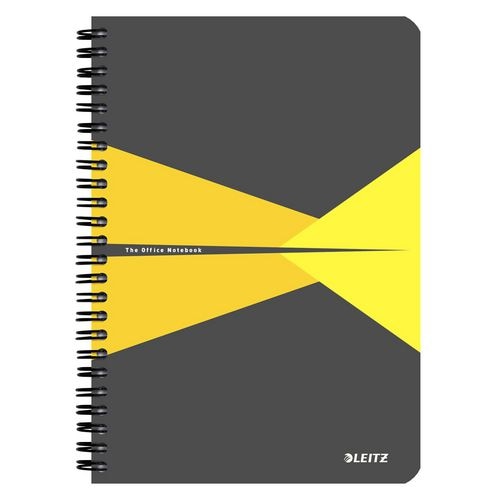 LEITZ Office Wirebound Notebook A5 Ruled Cardboard Yellow Perforated Pack of 5