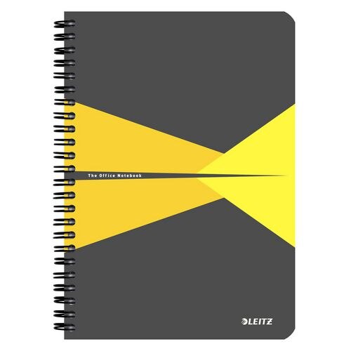 LEITZ Office Wirebound Notebook A5 Ruled PP (Polypropylene) Yellow Perforated Pack of 5