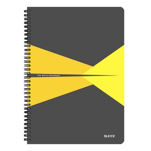 LEITZ Office Wirebound Notebook A4 Ruled PP (Polypropylene) Yellow Perforated Pack of 5