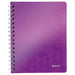 LEITZ Wow Wirebound Notebook A5 Ruled Purple Pack of 6