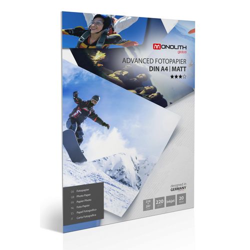 Monolith Photo Paper Matt A4 220 gsm White 20 Sheets