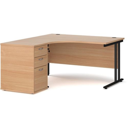 Dams International Desk with Pedestal EBK14LB 1,400 x 1,626 x 725 mm