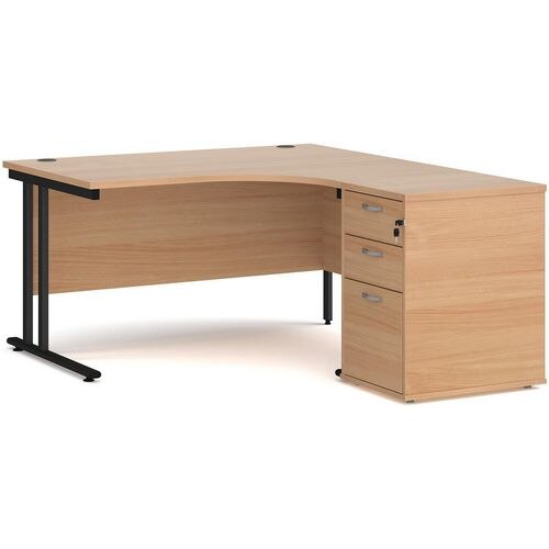 Dams International Desk with Pedestal EBK14RB 1,400 x 1,626 x 725 mm