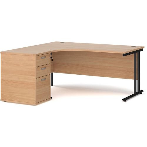 Dams International Desk with Pedestal EBK16LB 1,600 x 1,626 x 725 mm