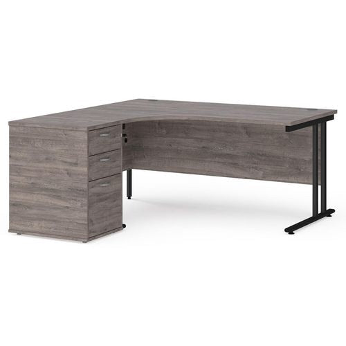 Dams International Desk with Pedestal EBK16LGO 1,600 x 1,626 x 725 mm