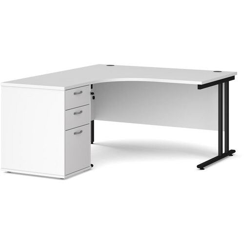 Dams International Desk with Pedestal EBK14LWH 1,400 x 1,626 x 725 mm