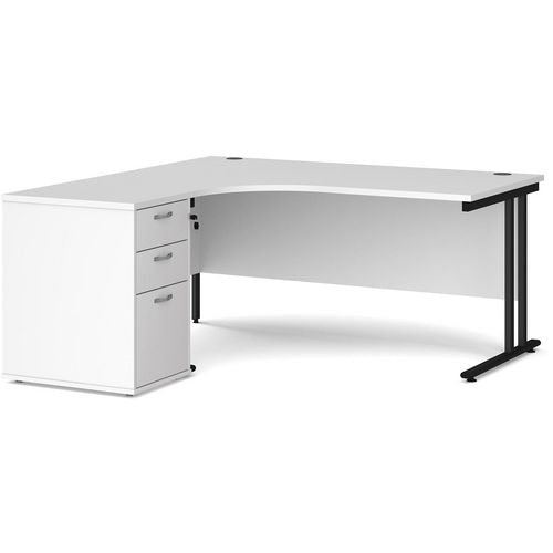 Dams International Desk with Pedestal EBK16LWH 1,600 x 1,626 x 725 mm