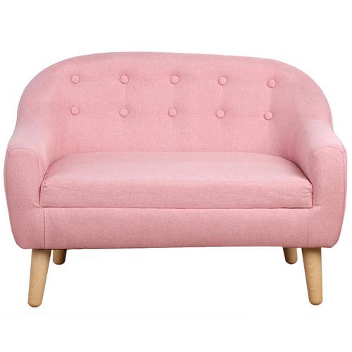 HOMCOM Kids Sofa 310-028PK Polyester Fiber, Wood, Sponge, PP 51 (W) x 76 (D) x 53.5 (H) mm Pink