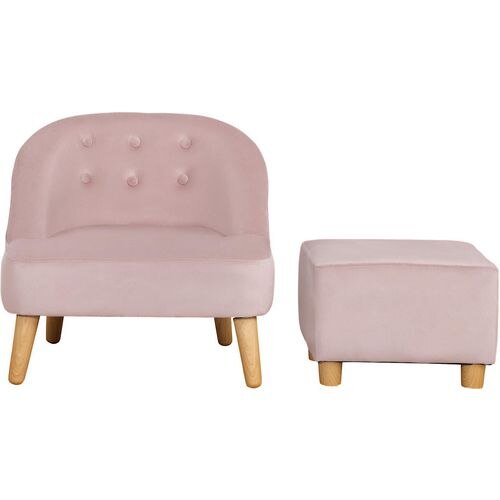 HOMCOM Sofa 310-062V70PK Eucalyptus Wood, Sponge, Dutch Velvet, PP 51 (W) x 51 (D) x 50 (H) mm Pink