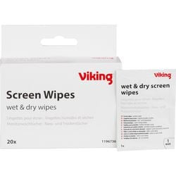 Viking Screen Wipes Wetdry Pack of 20