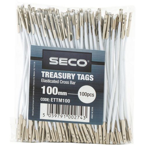 Seco Treasury Tags Metal White 100 mm Pack of 100