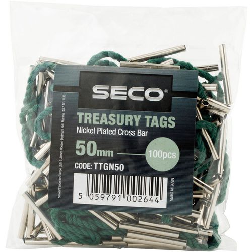 Seco Treasury Tags Metal Green 50 mm Pack of 100