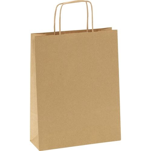 RAJA Carrier Bag Kraft Paper Brown 110 gsm 34 x 8 x 24 cm Pack of 100