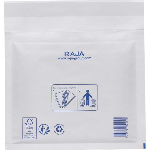 RAJA Padded Envelopes White Plain 160 (W) x 180 (H) mm Peel and Seal 75 gsm Recycled 50% Pack of 100