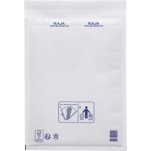 RAJA Padded Envelopes White Plain 240 (W) x 330 (H) mm Peel and Seal 75 gsm Recycled 50% Pack of 100