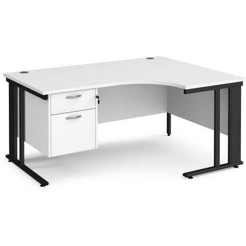 Dams International Right Hand Ergonomic Desk MCM16ERP2KWH 1,600 x 1,200 x 725 mm