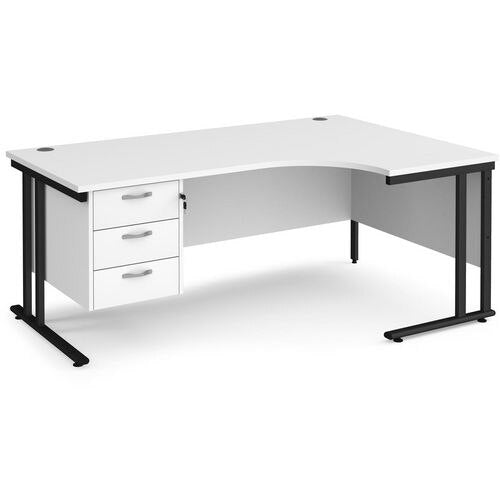 Dams International Right Hand Ergonomic Desk MC18ERP3KWH 1,800 x 1,200 x 725 x 800 - 990 mm