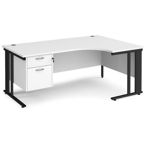 Dams International Right Hand Ergonomic Desk MCM18ERP2KWH 1,800 x 1,200 x 725 mm