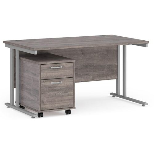 Dams International Straight Desk with 2 Drawer Pedestal SBS214GO 1,400 x 800 x 725 mm