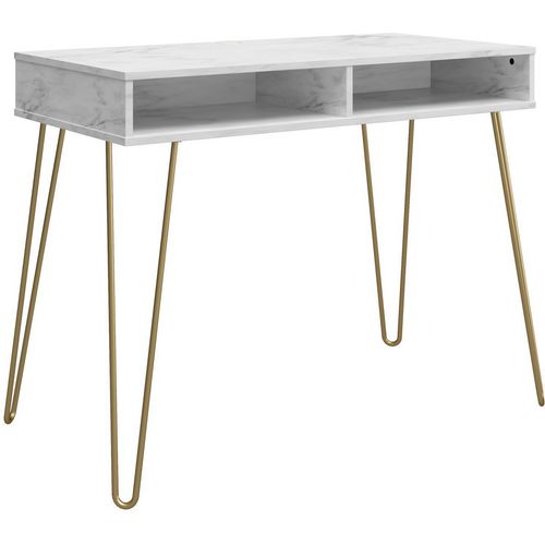 Novogratz Desks 9618891COMNUK White Marble 1,028.7 (W) x 549.9 (D) x 772.2 (H) x 772.2 - 772.2 (H) mm