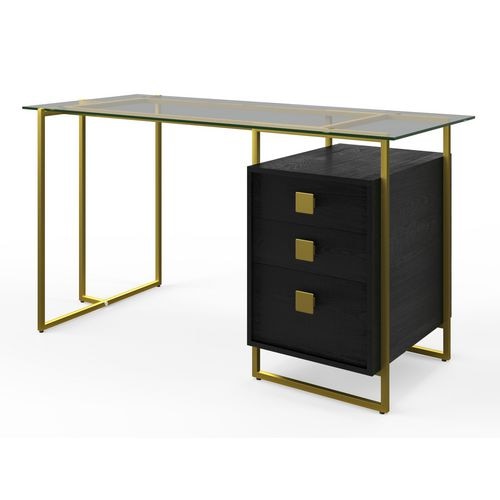 Alphason Desks AW21922 Black And Gold 1,410 (W) x 645 (D) x 755 (H) mm