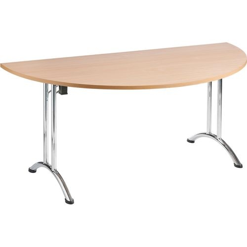 Nautilus Designs Folding Table Semicircle Beech Chrome 1,600 x 800 x 725 mm