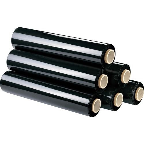 Raja Stretch Film Rolls 500 mm (W) x 200 m (L) 25 Micron Black Pack of 6