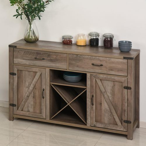 HOMCOM Freestanding Rustic Side Cabinet Bronze